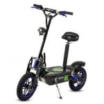 Aspide patinete-scooter eléctrico estilo moto, plegable y motor 2000W. Color negro-azul.